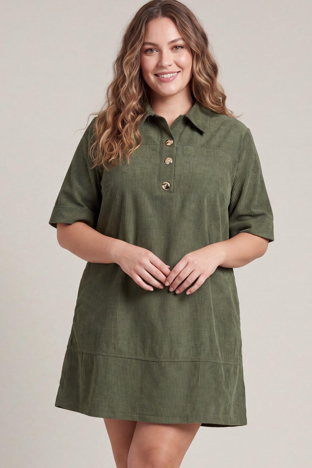 Corduroy Button Dress