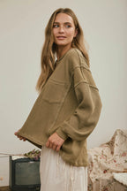 Olive Knit Pocket Top