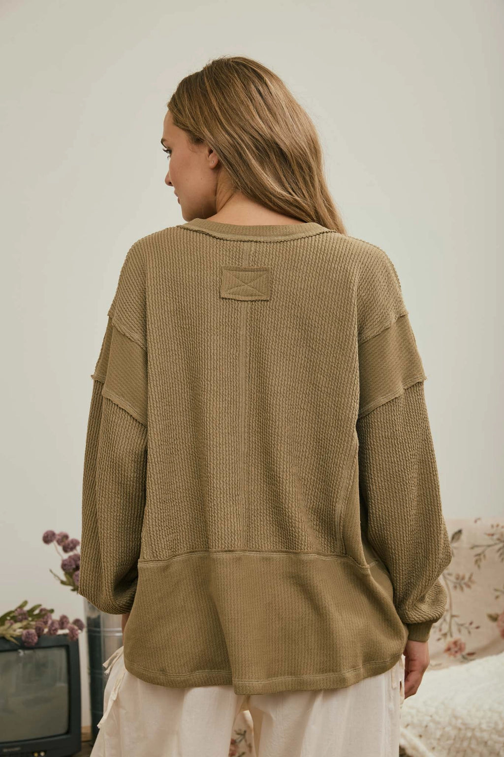 Olive Knit Pocket Top