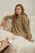 Olive Knit Pocket Top