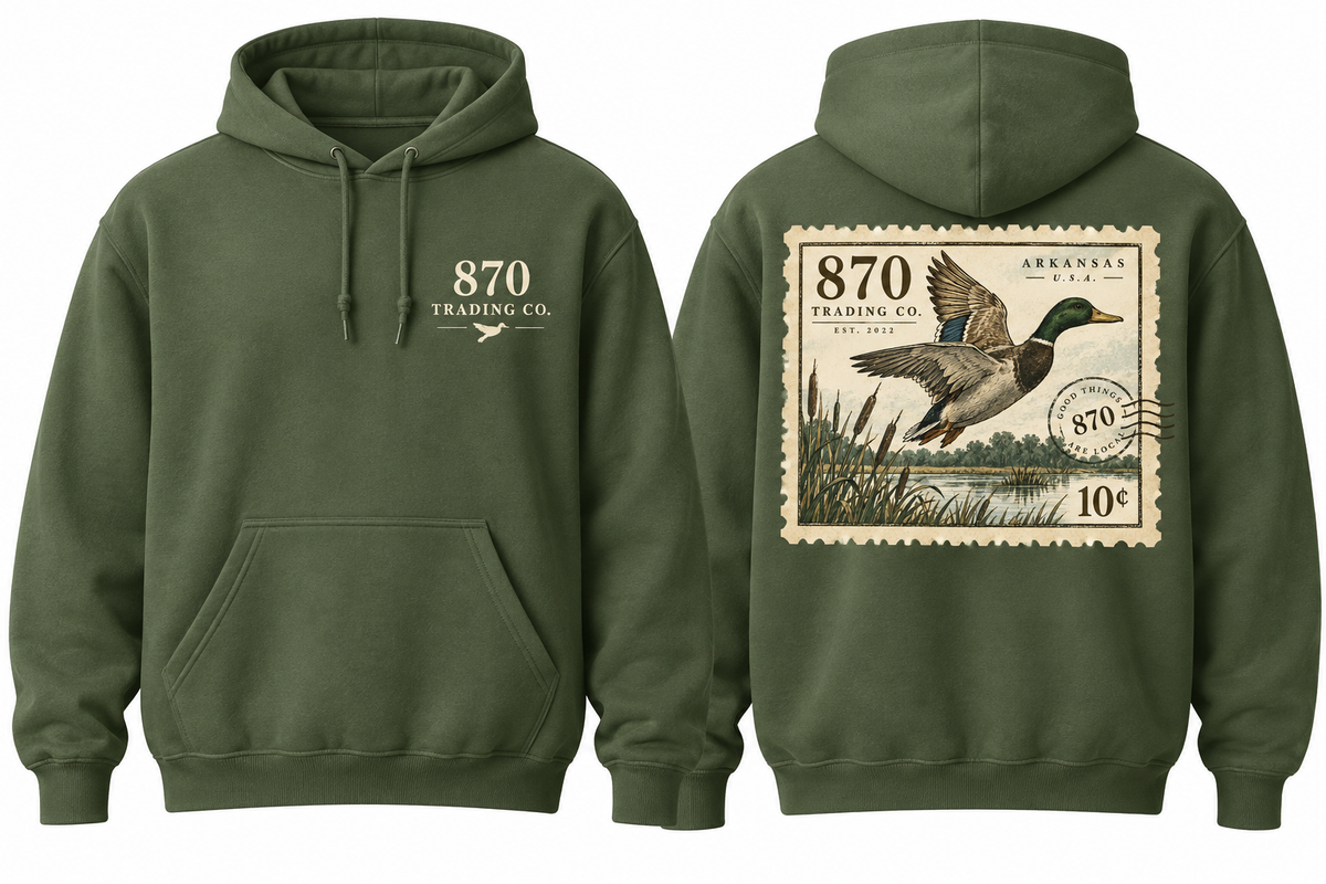 870 Collection- Vintage Mallard Stamp Adult Hoodie- PREORDER
